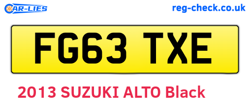 FG63TXE are the vehicle registration plates.