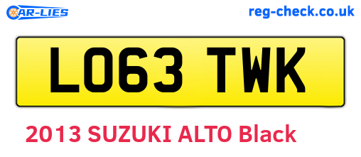 LO63TWK are the vehicle registration plates.