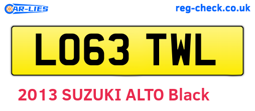 LO63TWL are the vehicle registration plates.