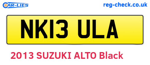 NK13ULA are the vehicle registration plates.