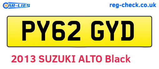 PY62GYD are the vehicle registration plates.