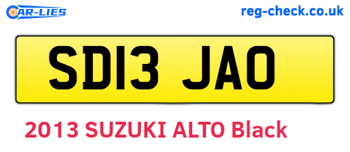 SD13JAO are the vehicle registration plates.