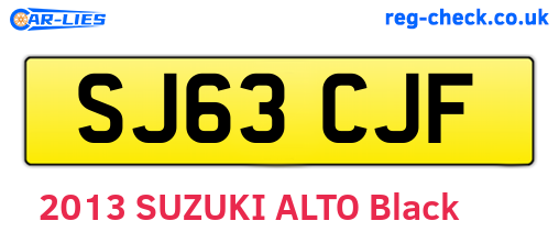 SJ63CJF are the vehicle registration plates.