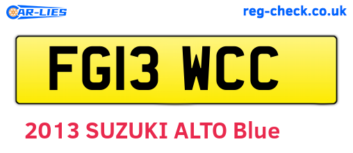 FG13WCC are the vehicle registration plates.
