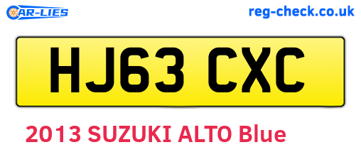 HJ63CXC are the vehicle registration plates.