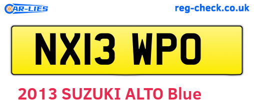 NX13WPO are the vehicle registration plates.