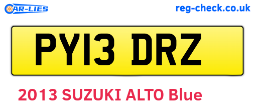 PY13DRZ are the vehicle registration plates.