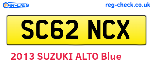 SC62NCX are the vehicle registration plates.