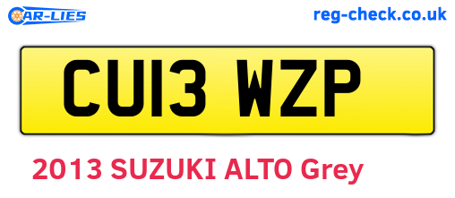 CU13WZP are the vehicle registration plates.