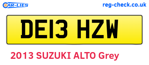 DE13HZW are the vehicle registration plates.