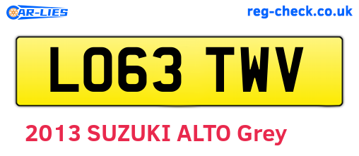 LO63TWV are the vehicle registration plates.