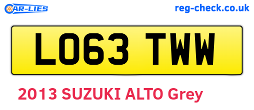 LO63TWW are the vehicle registration plates.