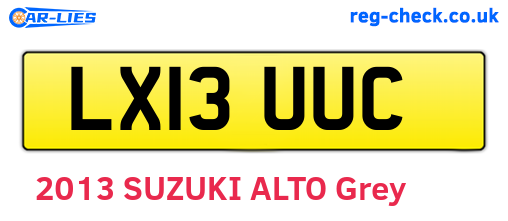 LX13UUC are the vehicle registration plates.