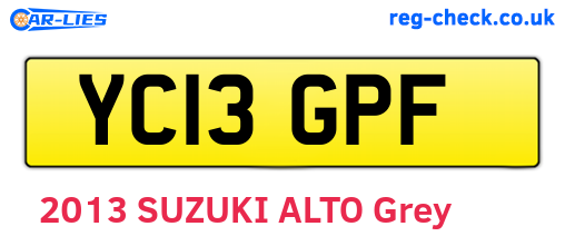 YC13GPF are the vehicle registration plates.
