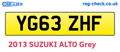 YG63ZHF are the vehicle registration plates.