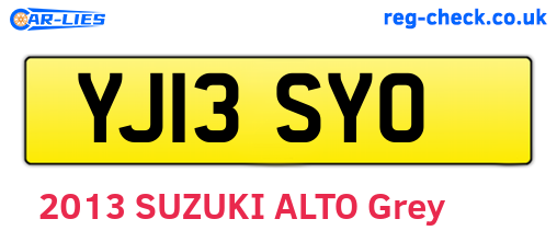 YJ13SYO are the vehicle registration plates.