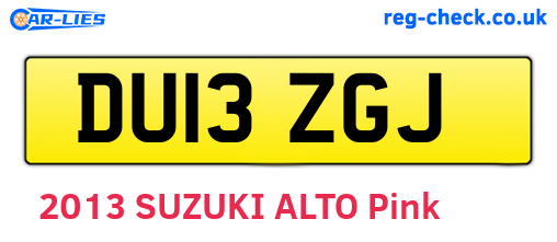 DU13ZGJ are the vehicle registration plates.