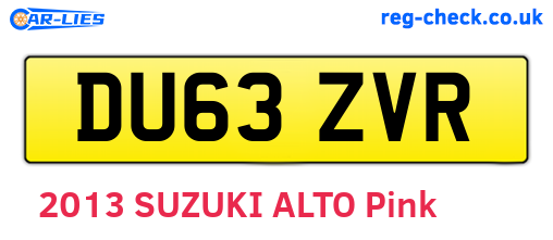DU63ZVR are the vehicle registration plates.
