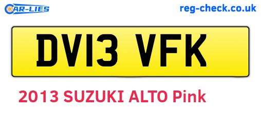 DV13VFK are the vehicle registration plates.