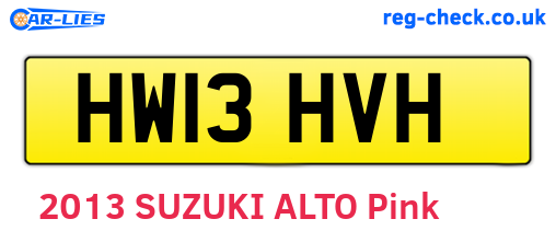 HW13HVH are the vehicle registration plates.