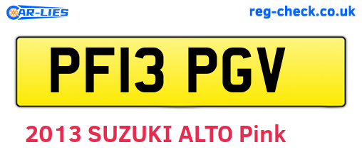 PF13PGV are the vehicle registration plates.