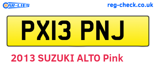 PX13PNJ are the vehicle registration plates.