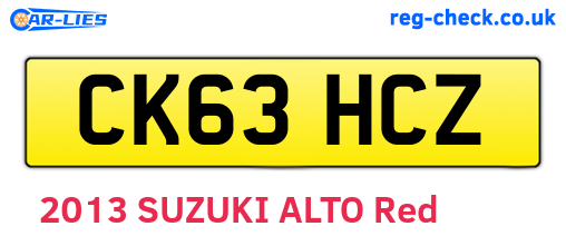 CK63HCZ are the vehicle registration plates.