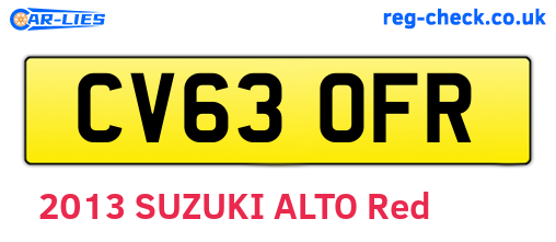 CV63OFR are the vehicle registration plates.