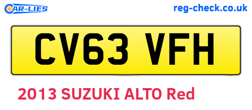 CV63VFH are the vehicle registration plates.