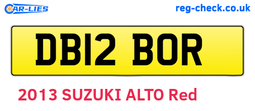 DB12BOR are the vehicle registration plates.