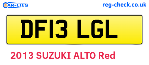 DF13LGL are the vehicle registration plates.