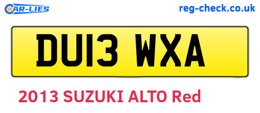 DU13WXA are the vehicle registration plates.