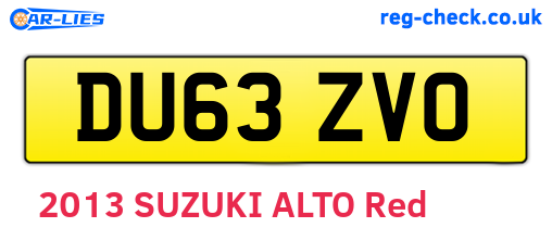 DU63ZVO are the vehicle registration plates.