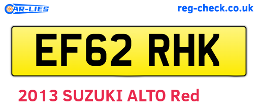 EF62RHK are the vehicle registration plates.