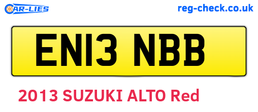 EN13NBB are the vehicle registration plates.