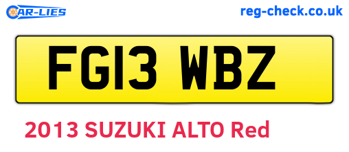 FG13WBZ are the vehicle registration plates.