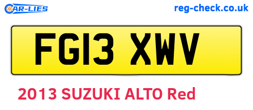 FG13XWV are the vehicle registration plates.