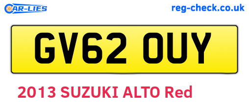 GV62OUY are the vehicle registration plates.