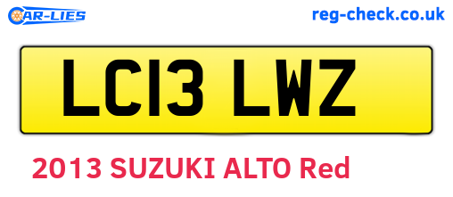 LC13LWZ are the vehicle registration plates.