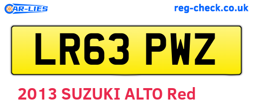 LR63PWZ are the vehicle registration plates.