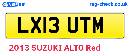 LX13UTM are the vehicle registration plates.