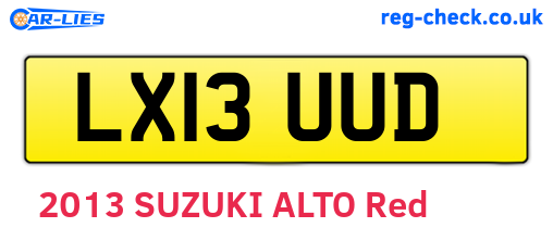 LX13UUD are the vehicle registration plates.