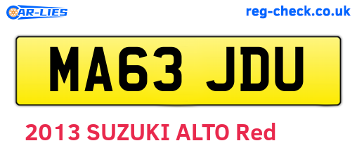 MA63JDU are the vehicle registration plates.