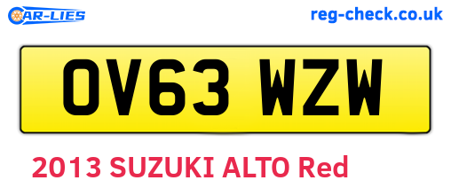 OV63WZW are the vehicle registration plates.