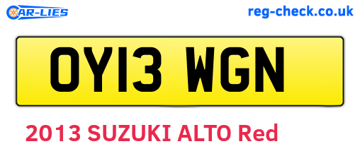 OY13WGN are the vehicle registration plates.