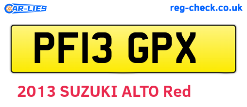 PF13GPX are the vehicle registration plates.