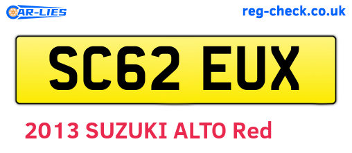 SC62EUX are the vehicle registration plates.