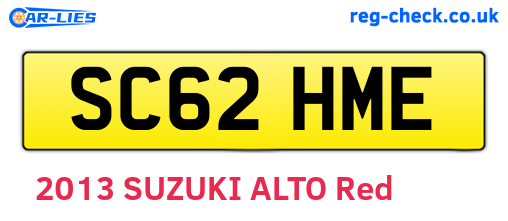 SC62HME are the vehicle registration plates.