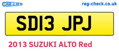 SD13JPJ are the vehicle registration plates.