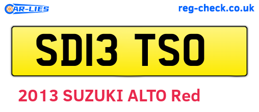 SD13TSO are the vehicle registration plates.